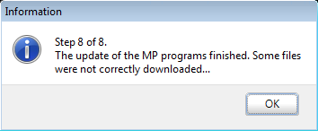 Step 8 of 8. The update of the MP programs finished.